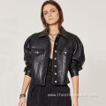 Autumn 2 Pockets PU Leather Jacket for Ladies